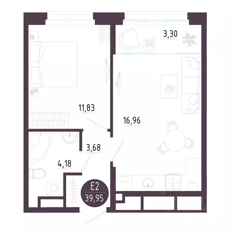 1-к кв. Тульская область, Тула ул. Пряничная, 6 (39.95 м) - Фото 0