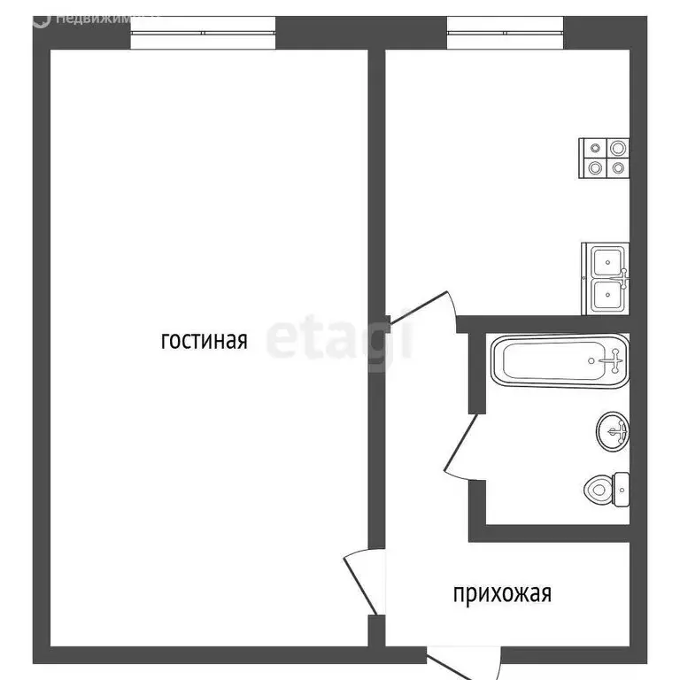 1-комнатная квартира: село Борисовка, улица 8 Марта, 12 (30.9 м) - Фото 1