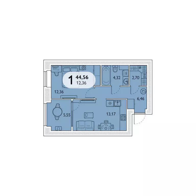 1-комнатная квартира: Брянский район, посёлок Мичуринский, микрорайон ... - Фото 1