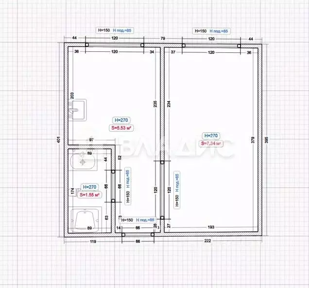 Студия Пензенская область, Пенза ул. Долгорукова, 98 (26.0 м) - Фото 2