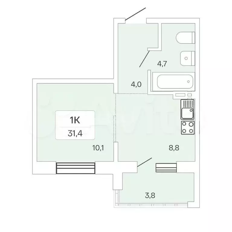 1-комнатная квартира: Новосибирск, улица Сибиряков-Гвардейцев, 53/10 ... - Фото 1