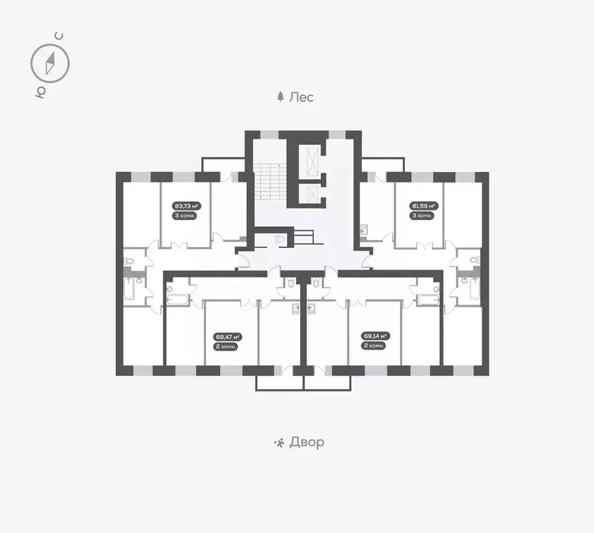 2-к кв. Красноярский край, Красноярск ул. Академгородок, 80 (69.7 м) - Фото 1