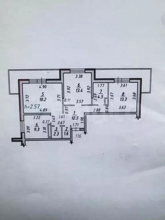 3-к. квартира, 74,9 м, 20/23 эт. - Фото 0