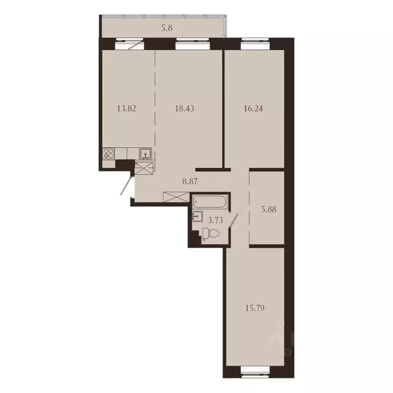 3-к кв. Иркутская область, Иркутск Советская ул., 115/1 (88.56 м) - Фото 1