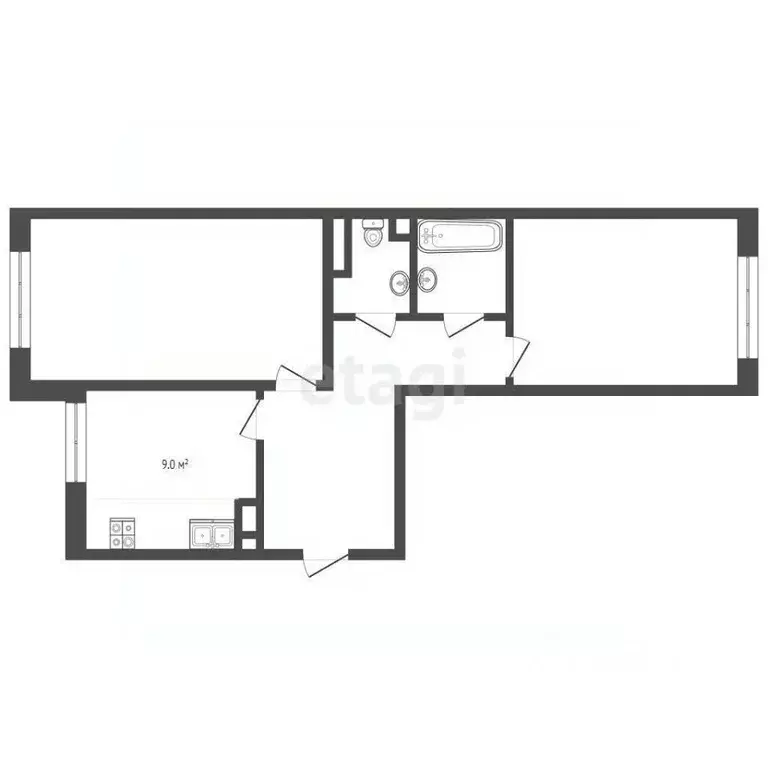 2-к кв. Ямало-Ненецкий АО, Ноябрьск Магистральная ул., 101 (48.3 м) - Фото 2