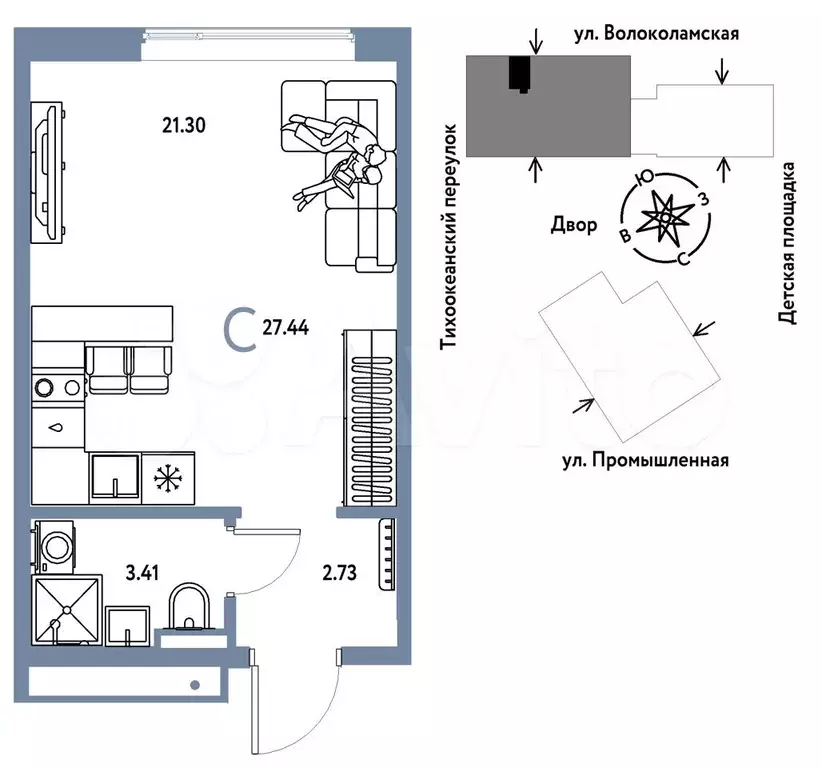 Квартира-студия, 27,4 м, 17/20 эт. - Фото 0