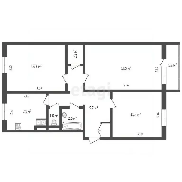 3-к кв. Ямало-Ненецкий АО, Ноябрьск ул. Космонавтов, 20 (64.7 м) - Фото 1