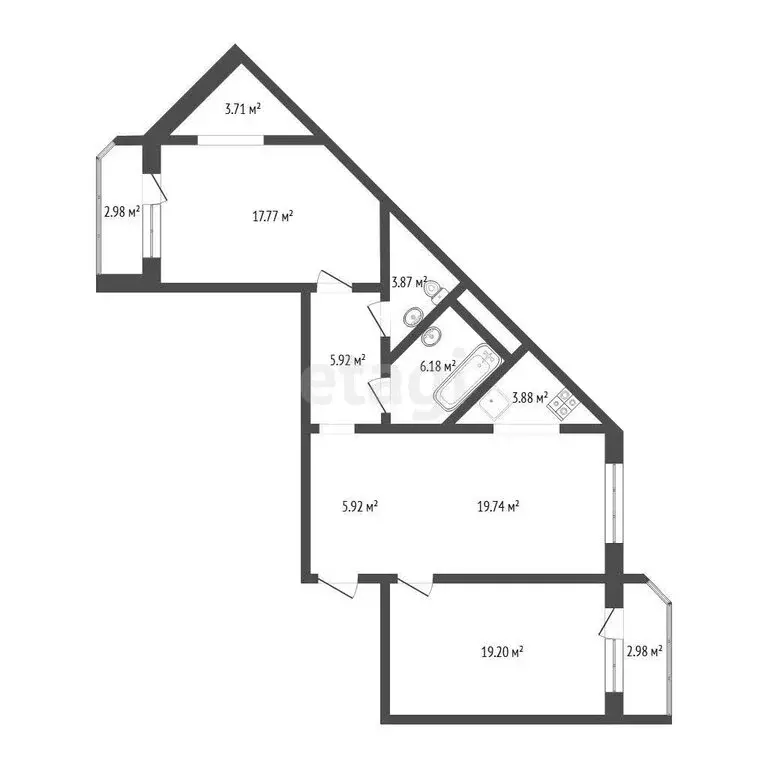 3-комнатная квартира: Тюмень, улица Валентины Трофимовой, 13 (86.2 м) - Фото 1