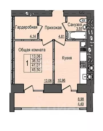 1-к кв. Марий Эл, Йошкар-Ола Сернурский тракт, 10 (45.5 м) - Фото 2