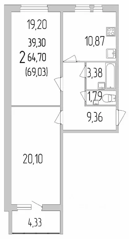 2-к кв. Белгородская область, Белгород ул. Лермонтова, 29А (69.1 м) - Фото 0