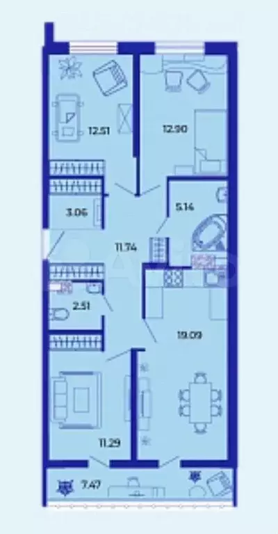 3-к. квартира, 85,1 м, 9/9 эт. - Фото 1
