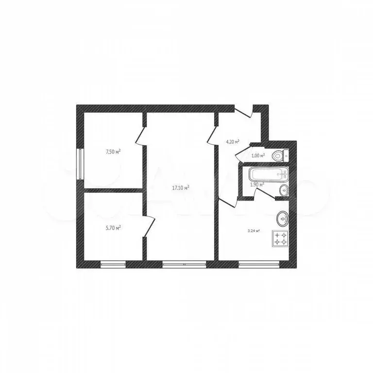 3-к. квартира, 42,5 м, 3/5 эт. - Фото 0
