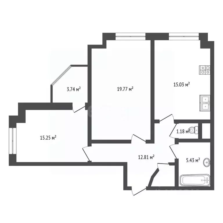 2-к кв. Московская область, Мытищи ул. Борисовка, 14 (71.31 м) - Фото 2