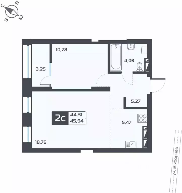 2-к кв. Новосибирская область, Новосибирск Астон.Геометрия жилой ... - Фото 1