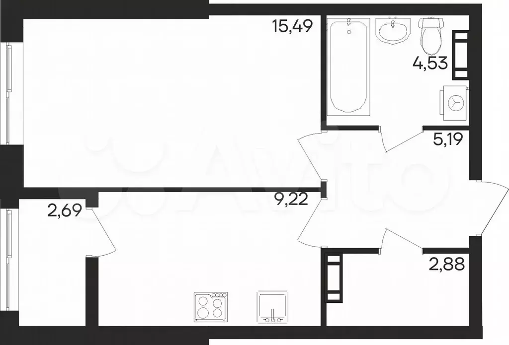 1-к. квартира, 40 м, 6/16 эт. - Фото 1