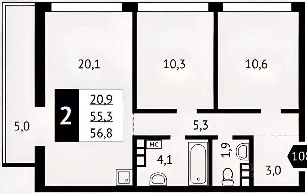 Планировка квартиры 57 кв м 3 комнаты