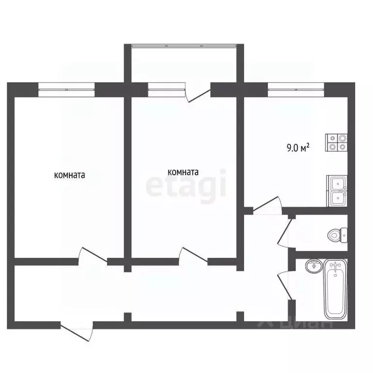 2-к кв. Челябинская область, Челябинск ул. Салавата Юлаева, 17в (48.6 ... - Фото 2