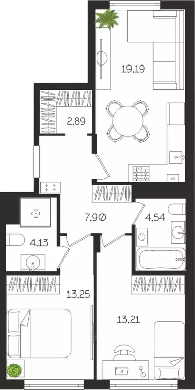 2-к кв. Тульская область, Тула ул. Богородицкая, 8В (65.21 м) - Фото 1