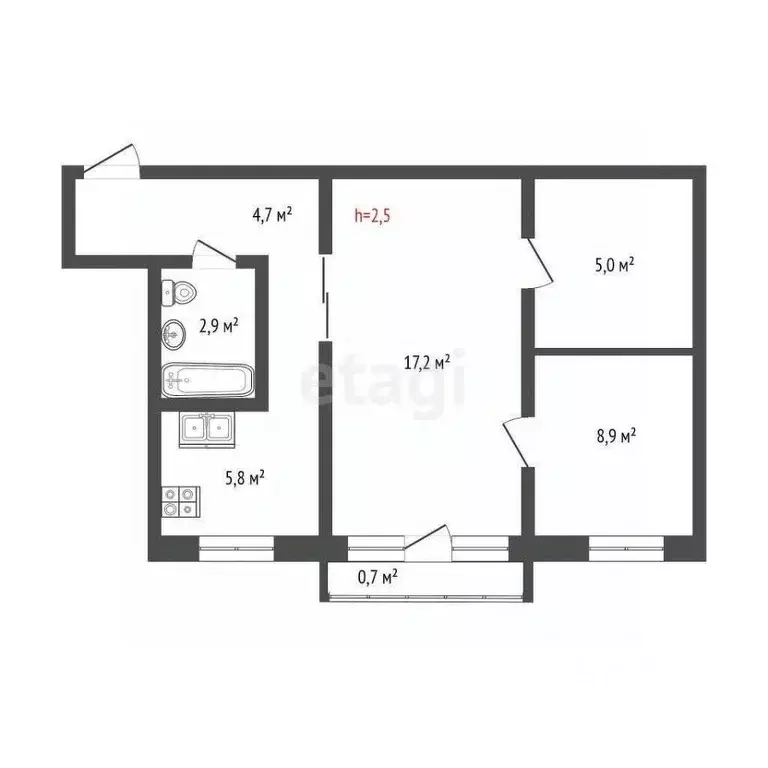 2-к кв. Мордовия, Саранск ул. Лихачева, 9 (44.5 м) - Фото 1