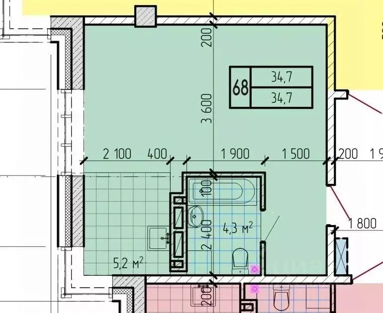 Студия Приморский край, Находка  (34.7 м) - Фото 1