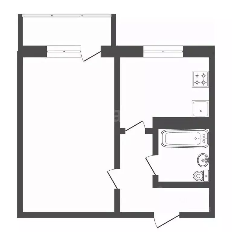 1-к кв. Амурская область, Райчихинск ул. Победы, 68Б (32.4 м) - Фото 1