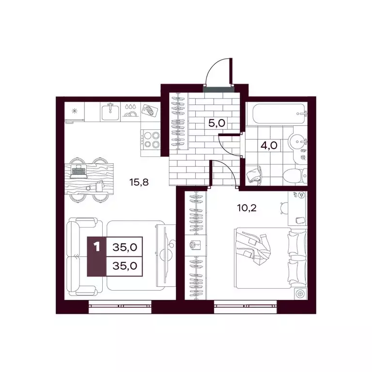 1-комнатная квартира: деревня Дударева, улица Сергея Джанбровского, ... - Фото 1