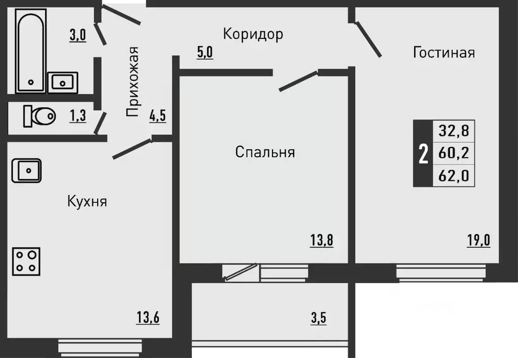 2-к кв. Орловская область, Орловский район, д. Жилина ул. Садовая, 2к1 ... - Фото 1