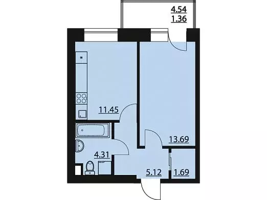 1-комнатная квартира: посёлок Солнечный, Кленовая улица, 4 (37.46 м) - Фото 1