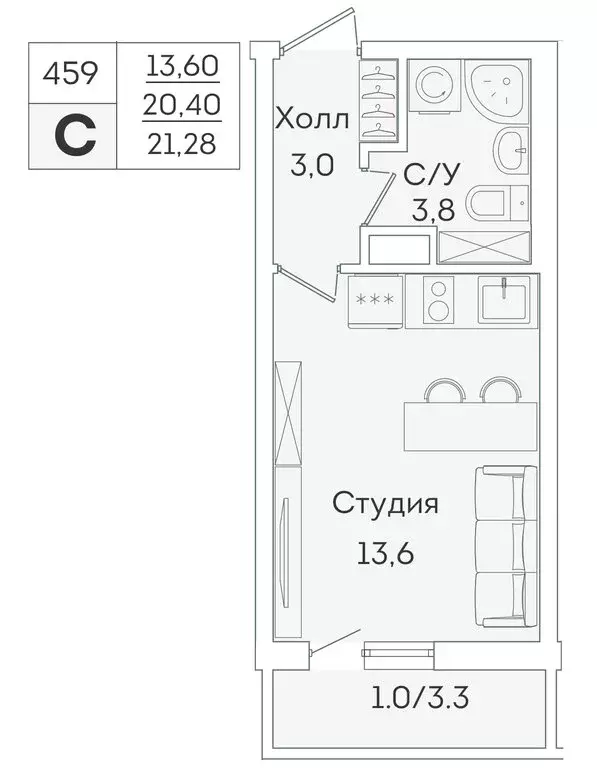 Квартира-студия: Мурино, Графская улица, 6к4 (20.4 м) - Фото 1