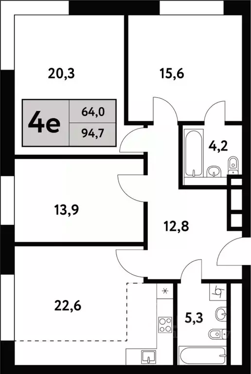 4-к кв. Москва Фестивальная ул., 15к6 (94.7 м) - Фото 0