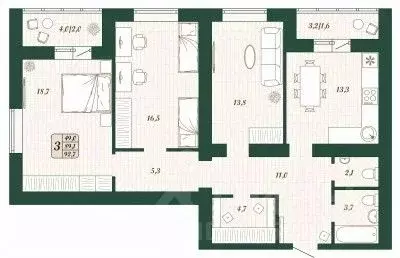 3-к кв. Самарская область, Волжский район, Смышляевка городское ... - Фото 1