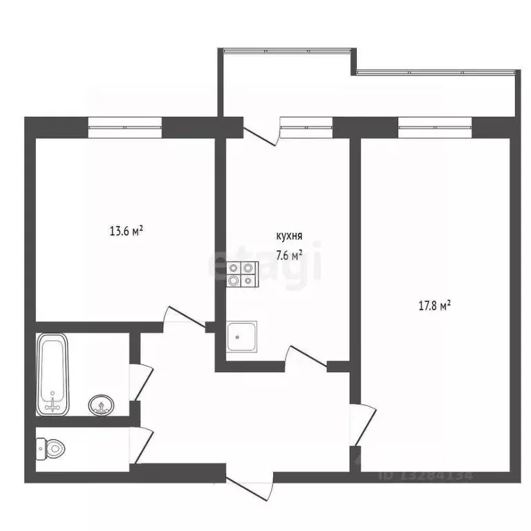 2-к кв. Вологодская область, Череповец Красная ул., 5 (50.4 м) - Фото 1