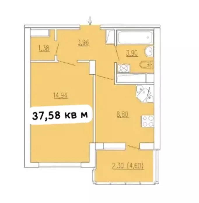 1-комнатная квартира: Феодосия, улица Грина, 43 (37.58 м) - Фото 1