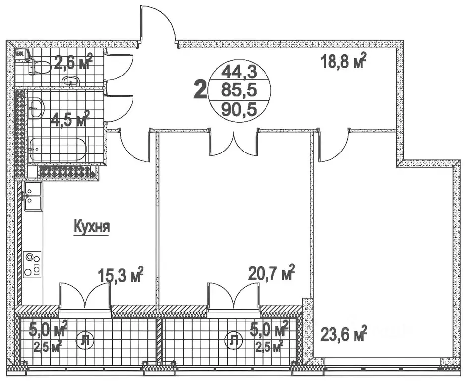 2-к кв. Москва ул. Эльдара Рязанова, 4 (92.0 м) - Фото 2