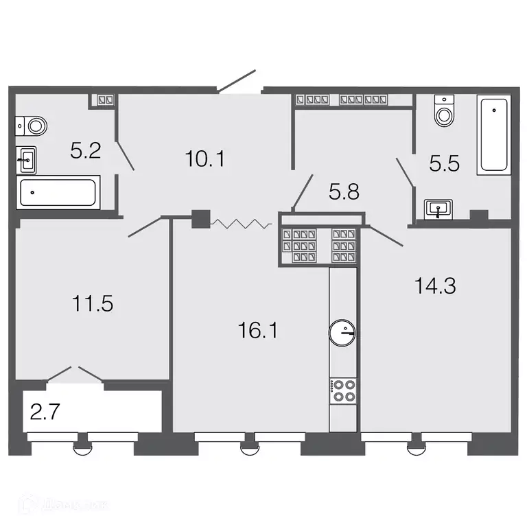 Продаётся 2-к квартира, 68.5 м - Фото 0