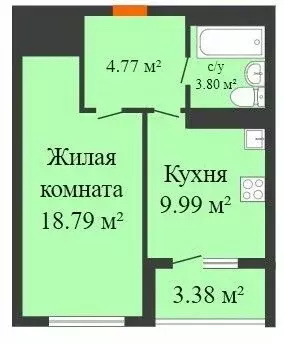 1-к кв. Воронежская область, Воронеж ул. Летчика Демьянова, 1 (39.0 м) - Фото 0