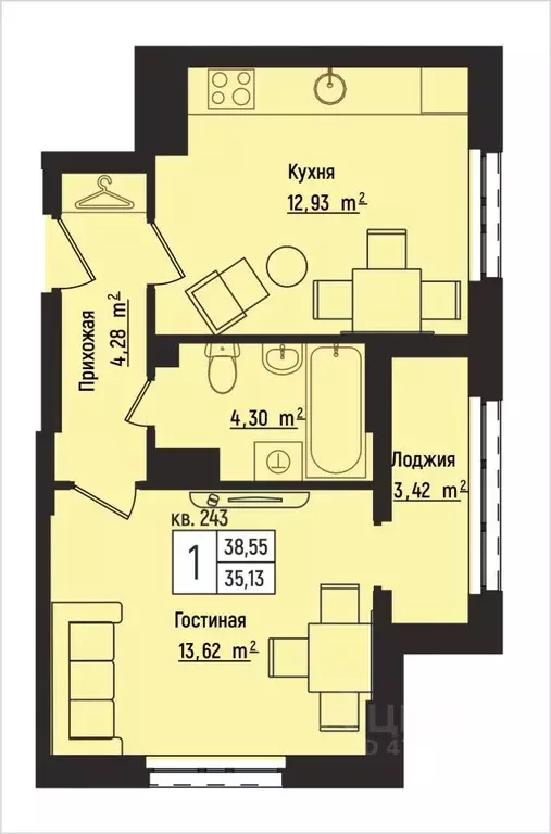 1-к кв. Нижегородская область, Нижний Новгород Литературная ул., 5 ... - Фото 1