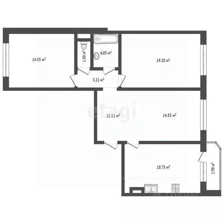 3-к кв. Тюменская область, Тюмень ул. Александра Митинского, 3 (86.0 ... - Фото 2
