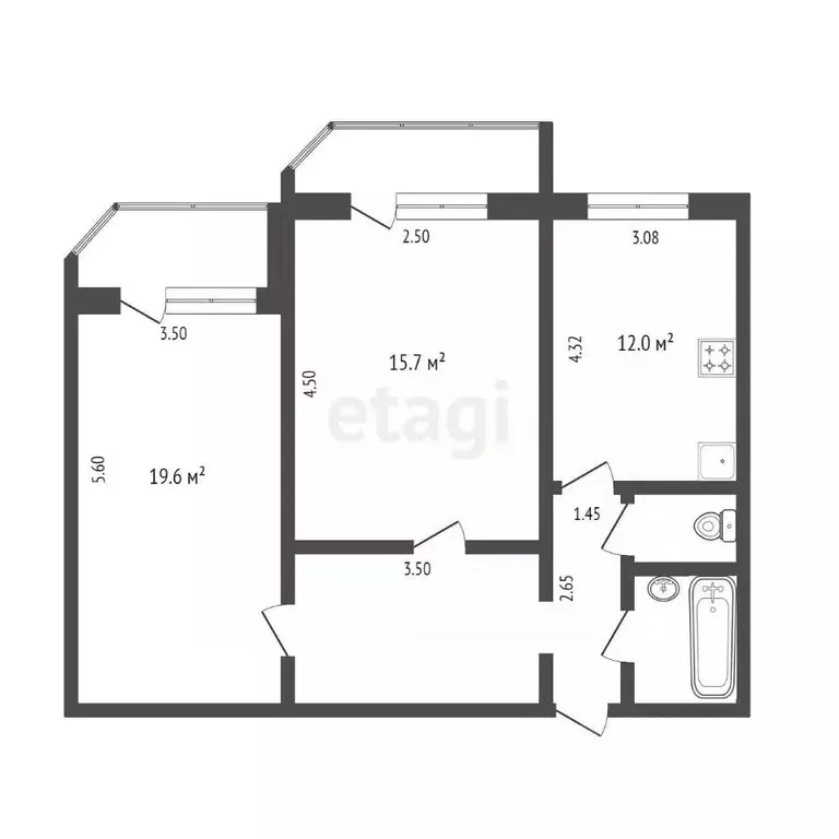 2-к кв. Тюменская область, Тюмень ул. Монтажников, 19 (66.4 м) - Фото 1