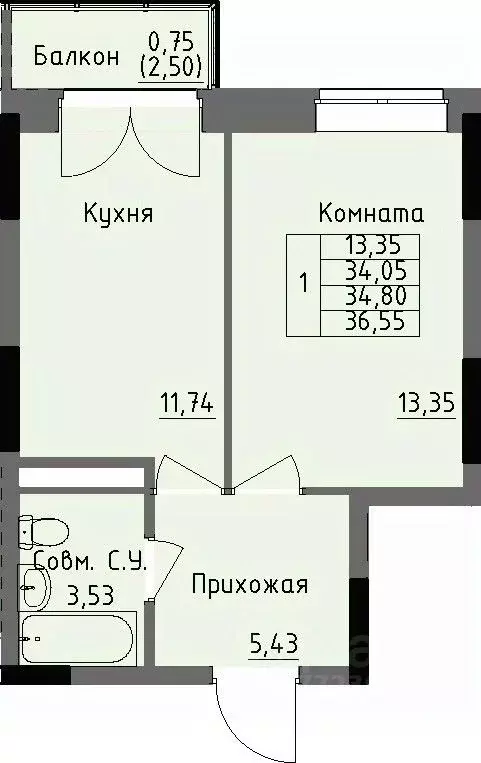 1-к кв. Удмуртия, Ижевск Строитель жилрайон, 4-й мкр,  (34.8 м) - Фото 0