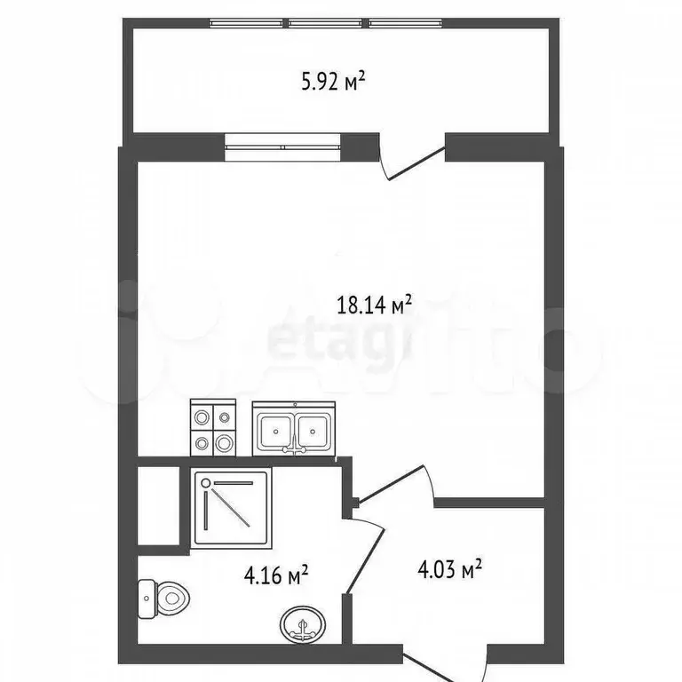 Квартира-студия, 26,3 м, 11/12 эт. - Фото 1