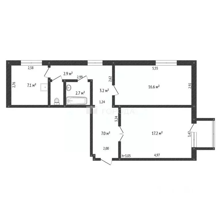 2-к кв. Кемеровская область, Новокузнецк ул. Суворова, 4 (58.1 м) - Фото 2