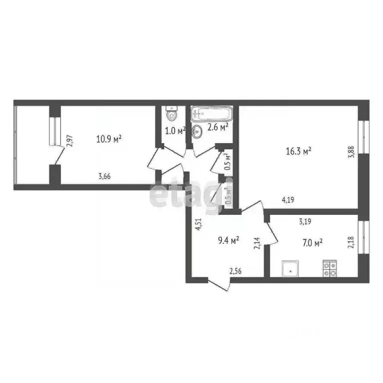 2-к кв. Карелия, Петрозаводск Сортавальская ул., 9А (49.9 м) - Фото 1