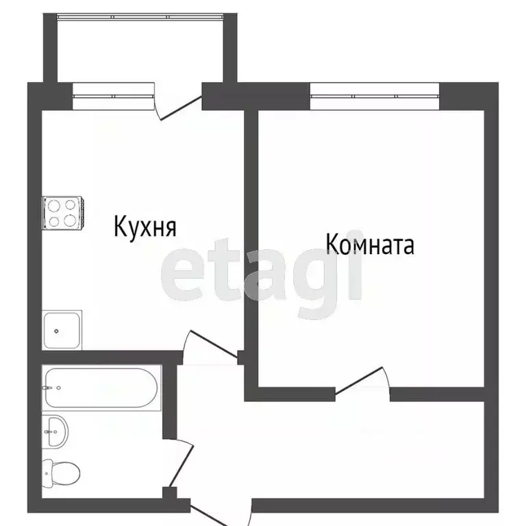 1-к кв. Тверская область, Тверь пос. Власьево, 6 (35.5 м) - Фото 1