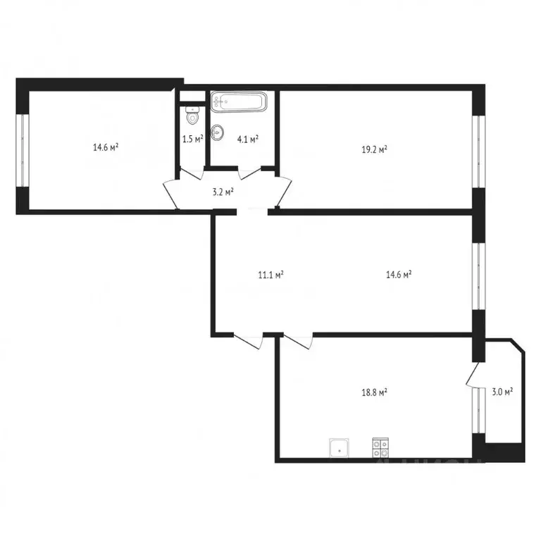 3-к кв. Тюменская область, Тюмень ул. Александра Митинского, 5 (86.3 ... - Фото 2