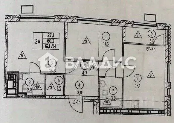 2-к кв. Пензенская область, Пенза ул. 65-летия Победы, 32 (64.0 м) - Фото 2