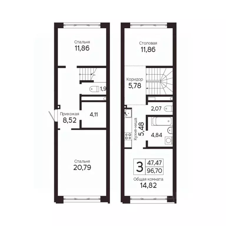 3-к кв. Томская область, Томск Комсомольский просп., 48Б (96.7 м) - Фото 1