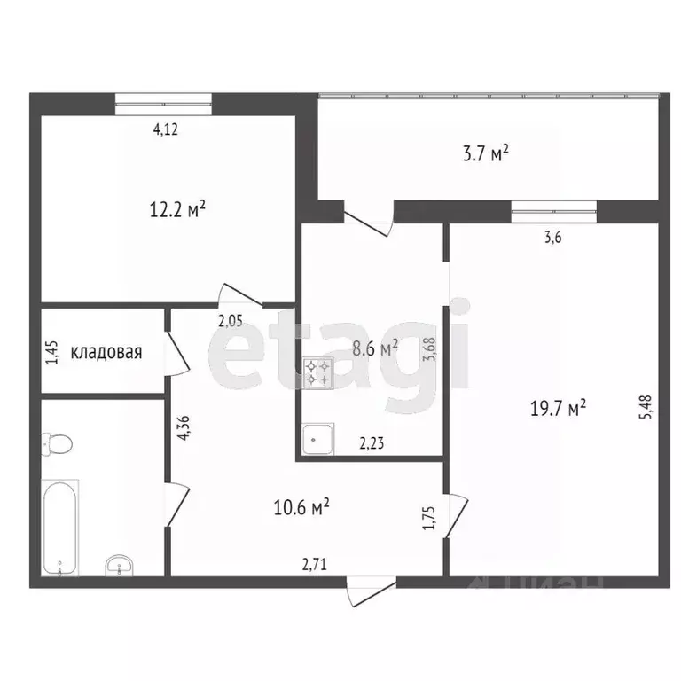 2-к кв. Красноярский край, Красноярск ул. Корнетова, 2А (61.5 м) - Фото 2