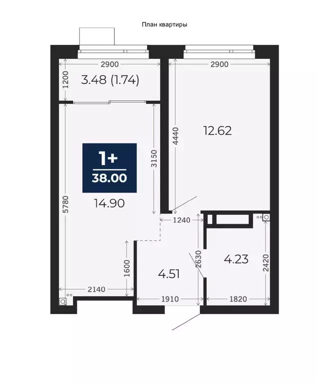 1-комнатная квартира: Тюмень, Арктическая улица, 12 (38 м) - Фото 0