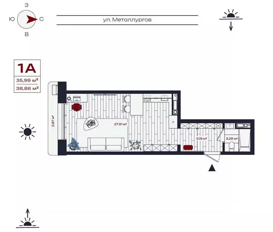 1-к кв. Иркутская область, Братск ул. Металлургов, 10 (38.86 м) - Фото 0